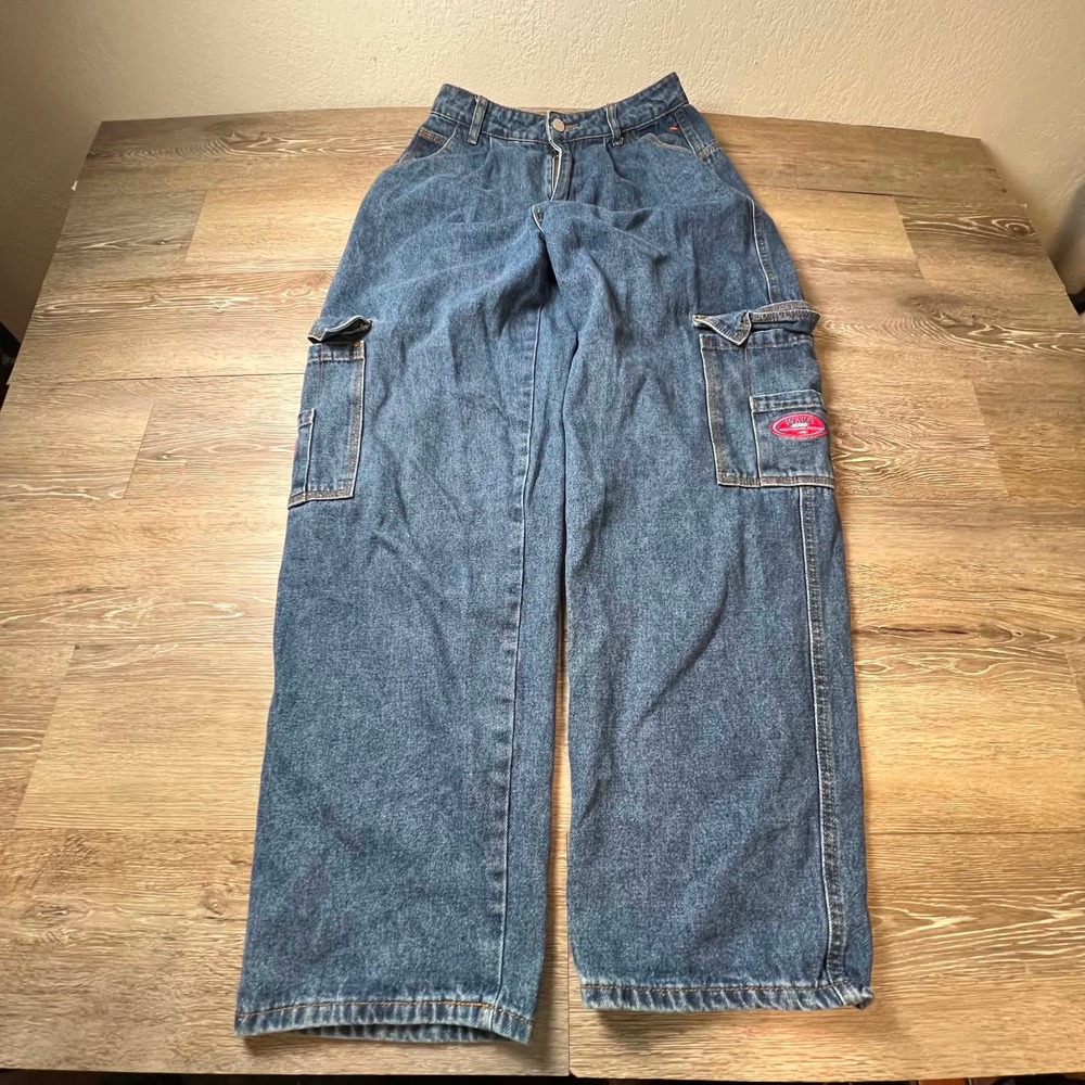 Wake Jeans Cargo Pants Womens 24 Blue Wide Leg Baggy Y2K Skater Streetwear